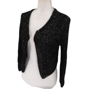 H&M Divided Black Sparkly Sequin Cardigan Style Sweater Size 12